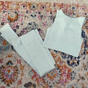 Sold in Instagram. mint green ribbed workout set.